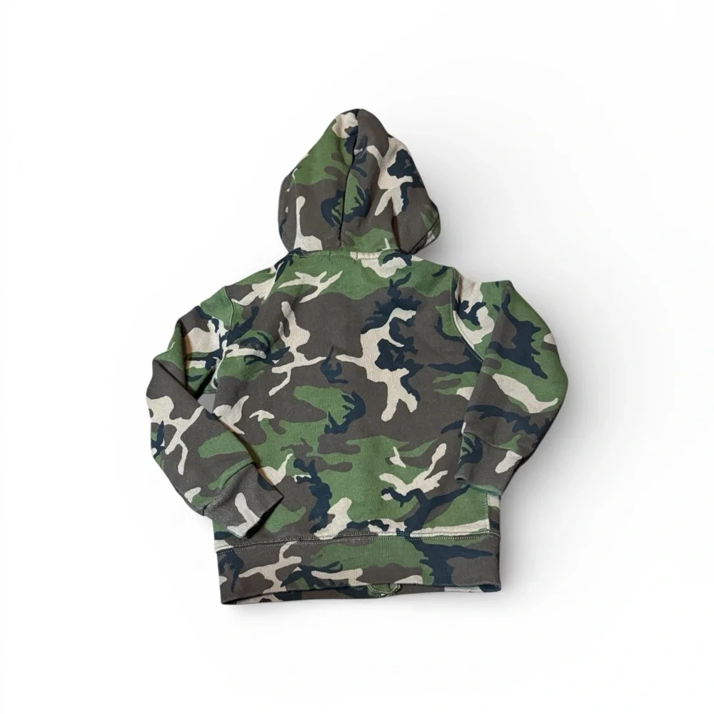 Polo Ralph Lauren Green Camouflage Hoodie Size 4T Full Zip Front Pockets